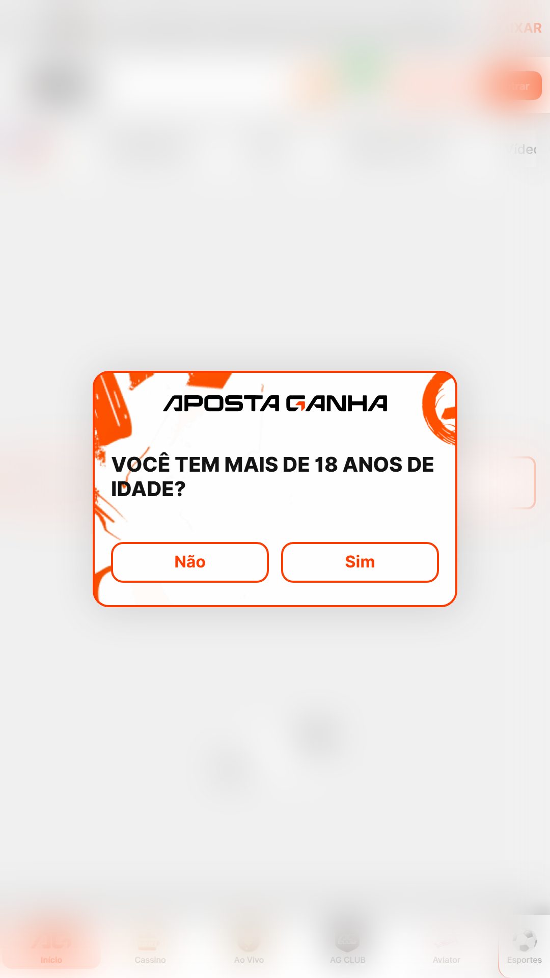 Home screen of Aposta Ganha