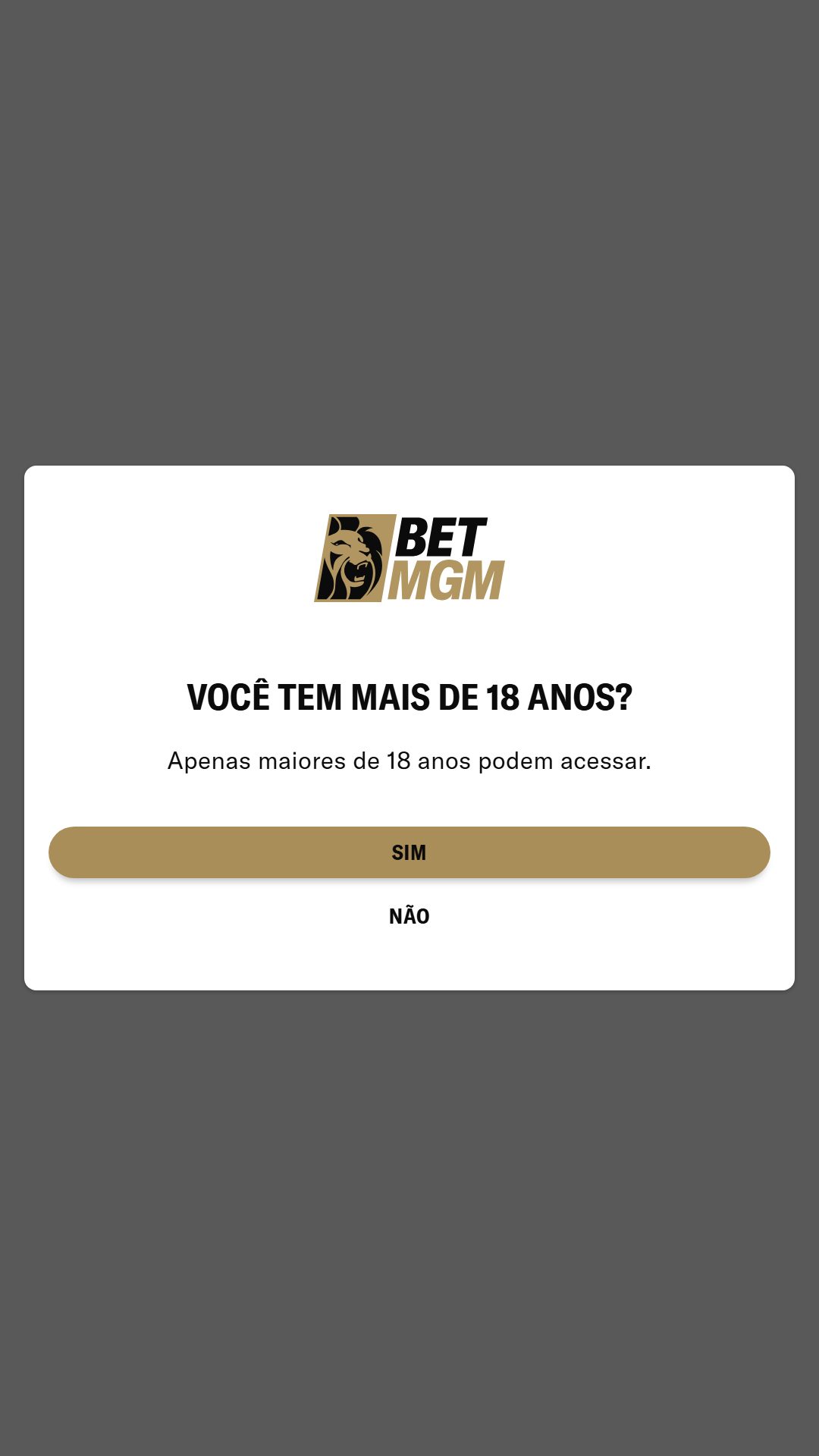 Home screen of BetMGM