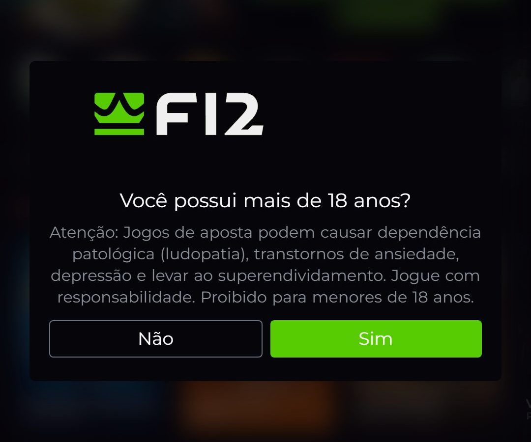 Tela inicial da F12.Bet aberta do Brasil em 04/08/2026
