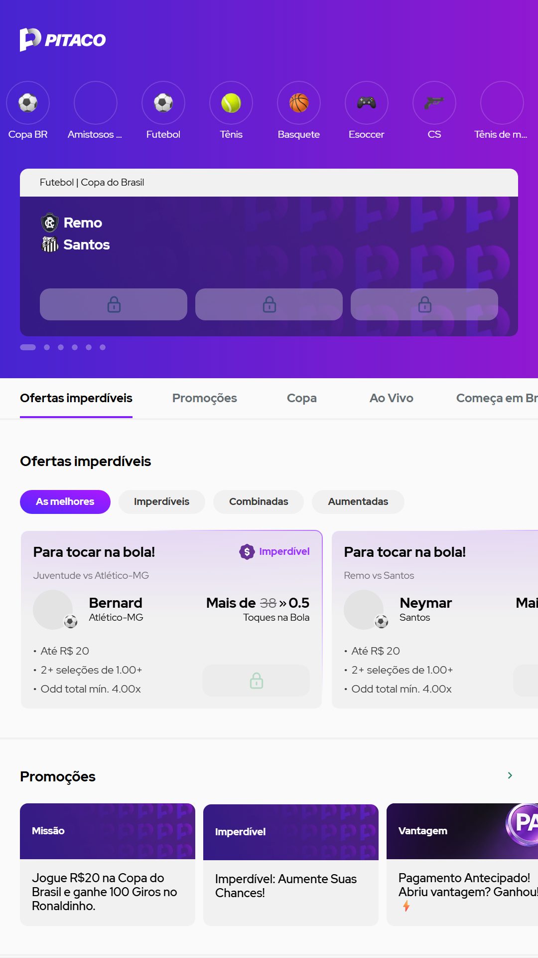 Home screen of Rei do Pitaco